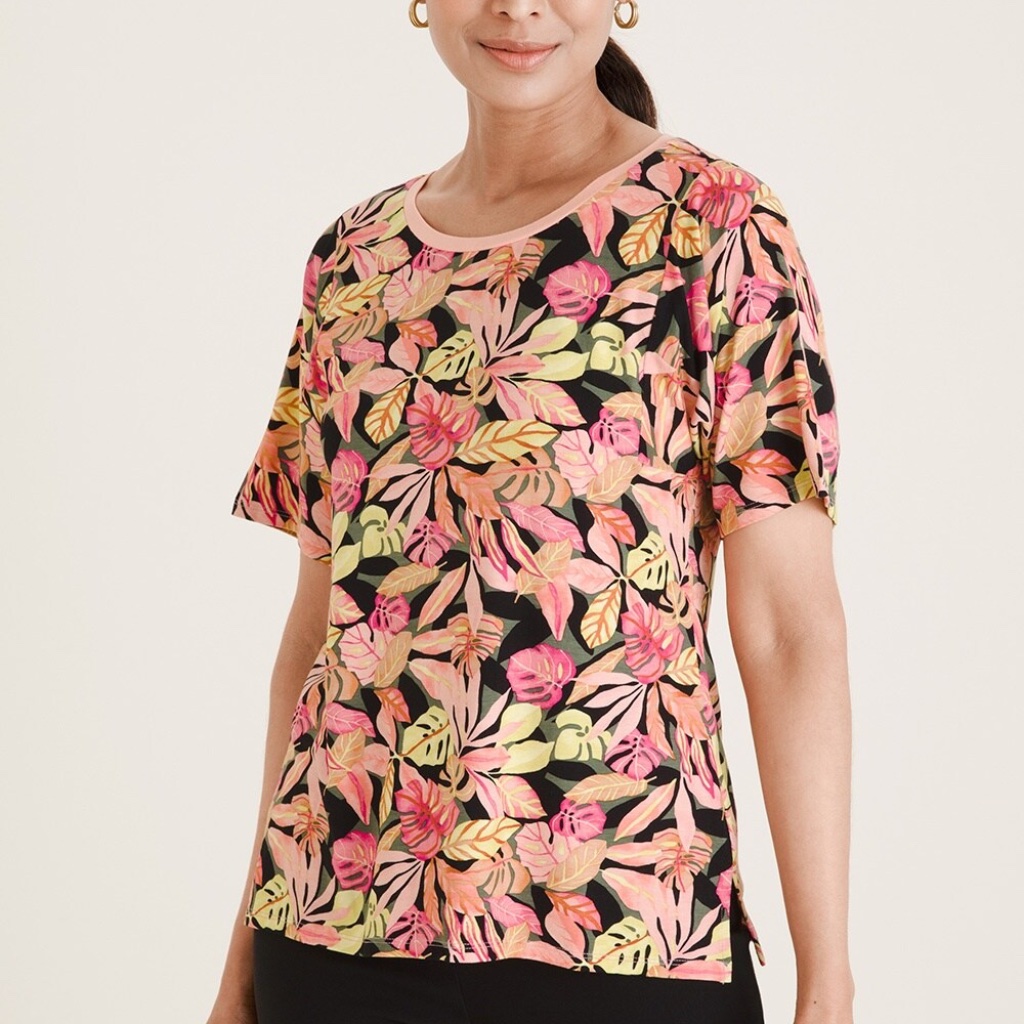 Chico's - "Touch Of Cool Floral Kimono-Sleeve Tee" - Size Xxl (Chico's 4)